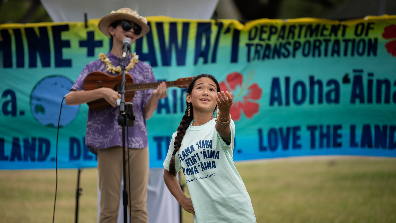 Kaliko dances at a celebration of the climate settlement at ʻIolani Palace in late June in Honolulu.